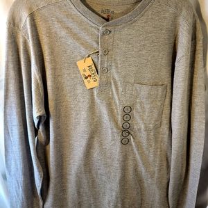 RED HEAD Mens Pullover Long Sleeve Gray Shirt Sz. Small 1/4 Button New with Tag.